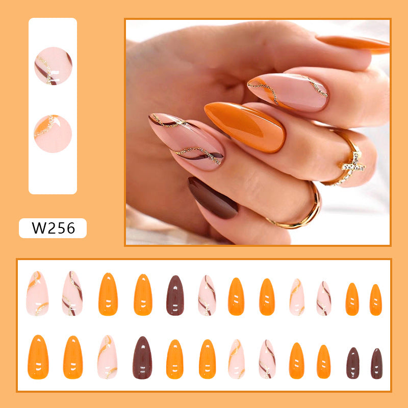 Wholesale Warm Orange Gold Ribbon Resin Nail Stickers